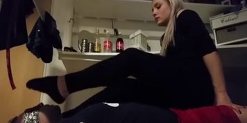 Foot domination - Your gf has you tied down for her pleasure