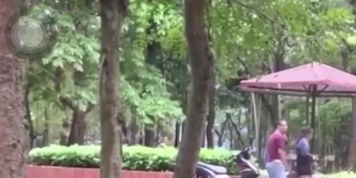 Fucking in the park - Girl with big breasts and long legs