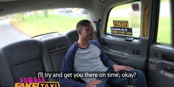 Female Fake Taxi Back seat blowjob from busty blonde driver for lucky stud
