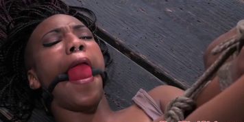 Tied up bdsm bondage ebony sub teased
