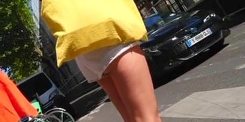 Upshort girl in stairs leading to subway
