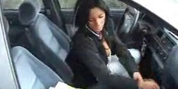 Brunette picked up in supermarket and fucked in nearby car .F70
