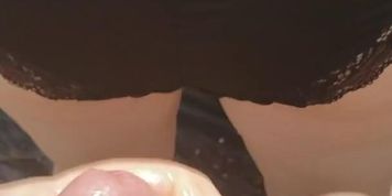 Paid my gardener to work in her panties while i jerk off and cum on her ass