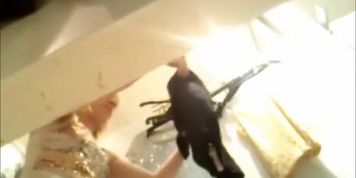 Legal age blonde teen trying skirts and shirts on spy cam