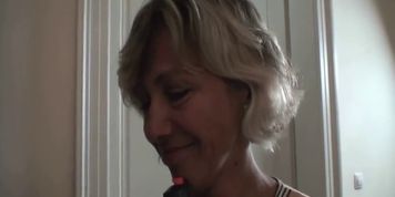 Old mature takes two cocks from both sides