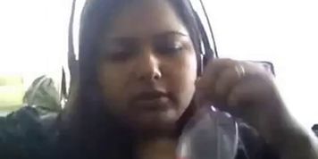 Bored Desi chubby on webcam plays with her boobie - video 1
