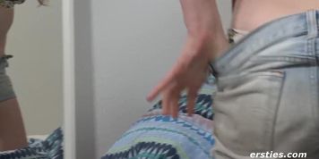 Amateur Girl With Long Legs And Red Hair Fucks A Huge Dildo