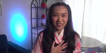 Kimmy Kimm looking adorable while giving a POV footjob