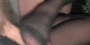 Nylon stocking footjob