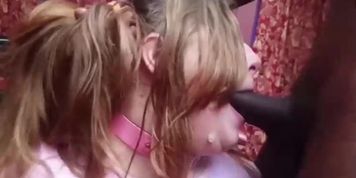 White feminist gets facefucked by 3 bbcs. black payback