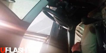 Drive through flash lots of dick out