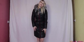 A teen girl is just dancing in a down jacket  No Porn (Video For Down Jacket Lovers) (Stacy Starando)