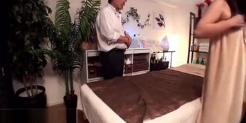 Japanese massage with cute teen turns in sex