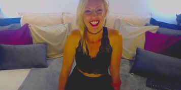 British blonde MILF fucks vibrator on wecam