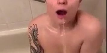 Goth teen drink piss