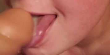 Ftm Femboy teen opens mouth for cum- POV shower