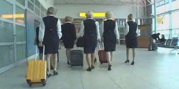 Busty stewardess public handjob in the bus - snake