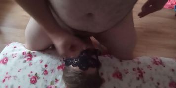 Fucking my wife's throat and spitting on her and cum in her mouth