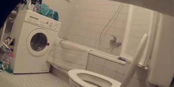 Private house WC pee voyeur