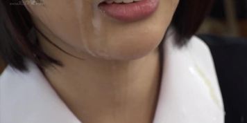 Japanese schoolgirl gets bukkake while cleaning floors