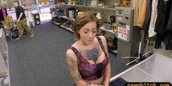 Saucy tattooed woman rammed by pawn man at the pawnshop