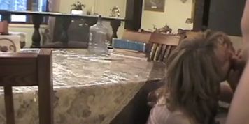 Housewife gets face and pussy fucked in kitchen