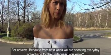 Public Agent Big cock gets blondes tight pussy wet in public forest screw (Veronica Leal)