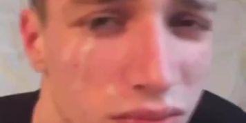 Hot young twink gets a face full of cum