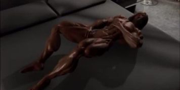 3D Incredible Muscle Oil Female Bodybuilder Fingering