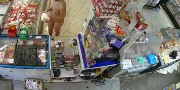 Girl goes naked shopping