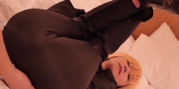 blonde cosplayer fucked in black suits