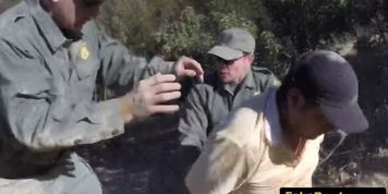 Magnificent blonde bitch slammed hard at the border by patrol guy