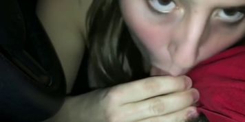 Slut sucks her boyfriends friend in his car