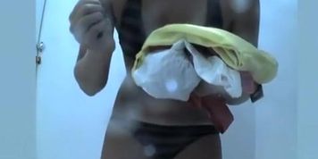 Small tits teen in beach cabin
