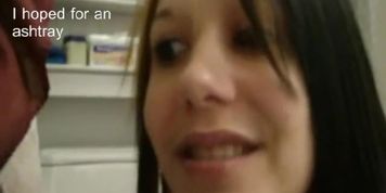 Girl Sneaks a Smoke