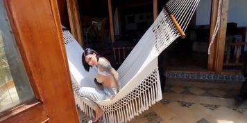 get caught by my neighbour masturbating, I give a blowjob till creampie in mouth POV