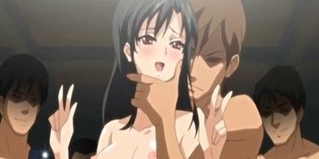 Hentai coed brutally gangbanged and cummed allbody