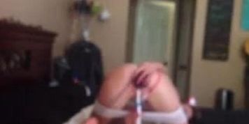 Sexy slut rides a dildo