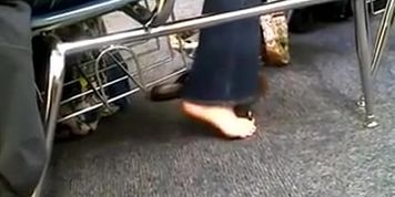 Candid College Foot Shaking Feet Painted Toes