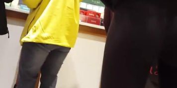 Hottest ass ever in black tights brought by a real voyeur