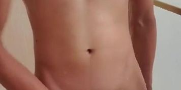 Young petite boy cumming in the shower pov 