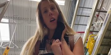 Short Clip of Gentle Giantess Public Face Mask Tease & Crush