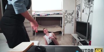 TUTOR4K. English coach shaved her cherry like knowing in advance sex was waiting