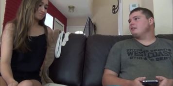 Fat Boy with Small Cock trying to Fuck his new Girl