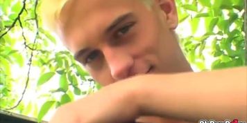 Blonde gay get licks and fucks rough anal outside (Nipple Play)
