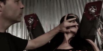 Restrained fem sexslave roughly throathed