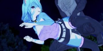 Furry Yiff Hentai - Wolf X Kitty Handjob, Blowjob & Screw In The Park (Kim Triple X)