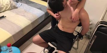 Nipple play session blindfolded