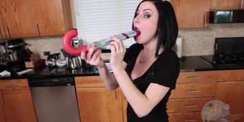What Fits down her Throat? Giant Candy Cane (Bailey Blue, Donna Hart, London Keyes)
