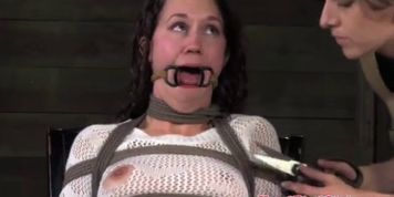 Restrained sub gets suction punishment